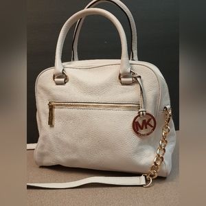Michael Kors White Leather Large Tote Handbag Bag
